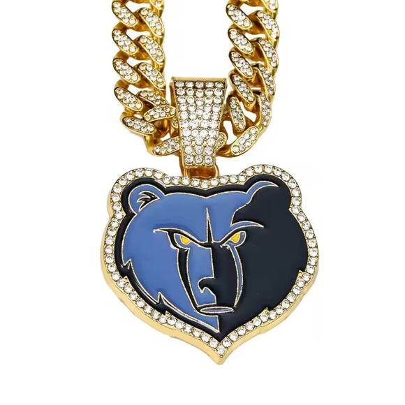 Necklace Iced Chain Memphis Grizzlies Fan Iced Pendant - Picture 3 of 3